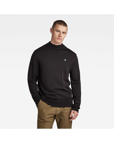 G-Star RAW Premium Core Mock Gebreide Trui - Zwart