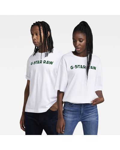 G-Star RAW T-shirt Unisex Flock Boxy - Blanc
