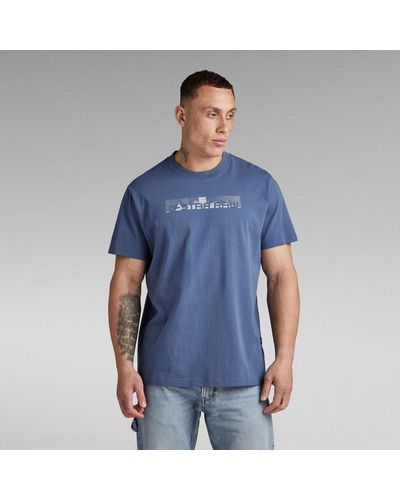 G-Star RAW T-Shirt Flight Deck Back Graphic Loose - Bleu