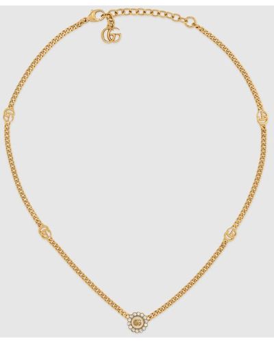 Gucci GG Marmont Double G Flower Necklace - Metallic