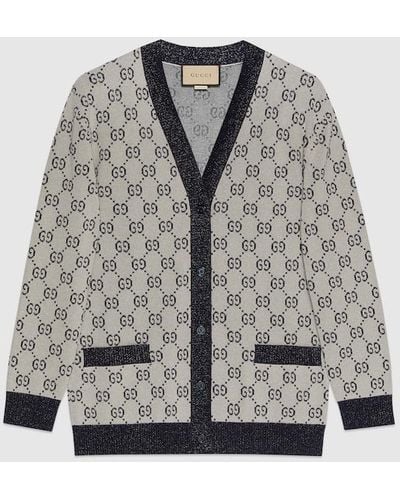 Gucci GG Cotton Jacquard Cardigan - Gray