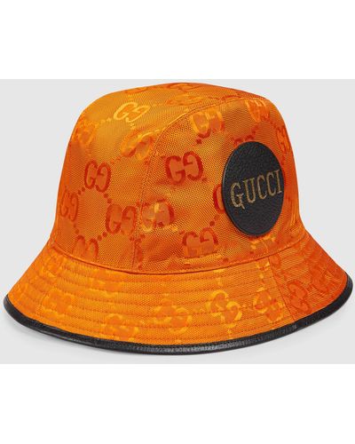 Gucci 【公式】 (グッチ) Off The Grid フェドラハットオレンジ GG Econyl®オレンジ