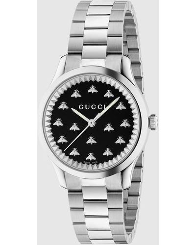Gucci G Timeless Multibee Black Stainless Steel Bracelet Watch - Metallic