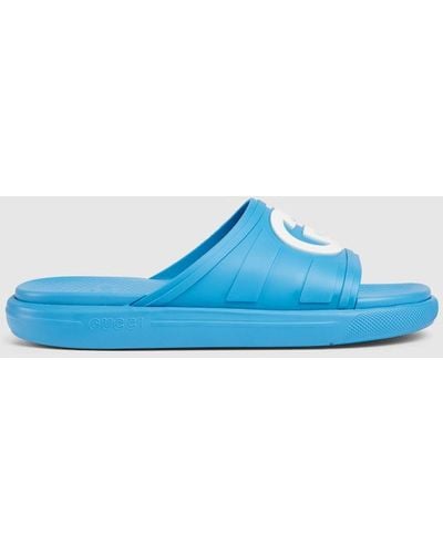 Gucci Interlocking G Slide Sandal - Blue