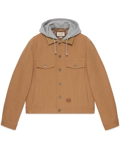 Gucci Denim Jacket With Contrast Hood - Natural