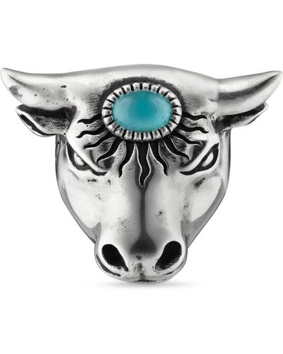 Gucci Anger Forest Bull's Head Ring - Blue