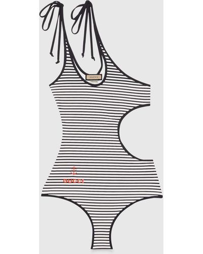 Gucci Sparkling Jersey Cut-out Swimsuit - White