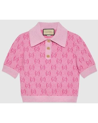 Gucci GG Wool Jacquard Polo - Pink