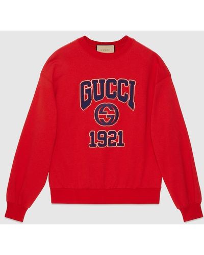 Gucci Cotton Jersey Sweatshirt With Embroidery - Red