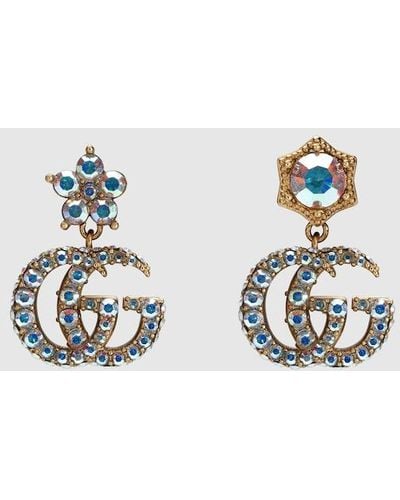 Gucci Crystal Double G Earrings - Metallic