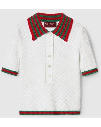 Gucci Cotton Lace Polo T-shirt - White
