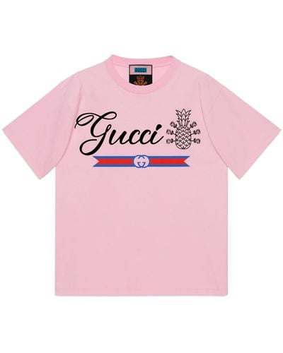 Gucci Pineapple Cotton T-shirt - Pink