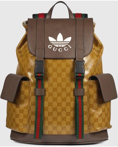 Gucci 【公式】 (グッチ)adidas X バックパックベージュ&ブラウン クリスタル キャンバスブラウン