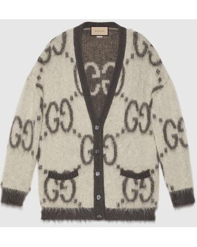 Gucci Reversible GG Mohair Cardigan - Gray