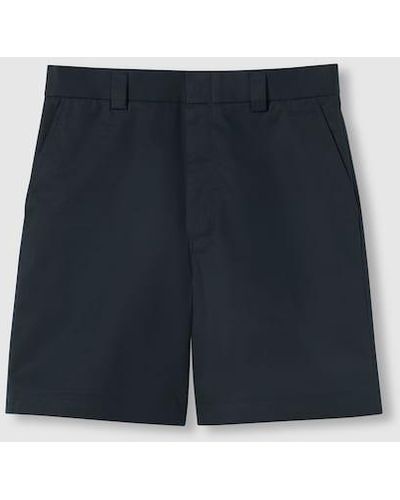 Gucci Double Cotton Twill Short With Web - Blue