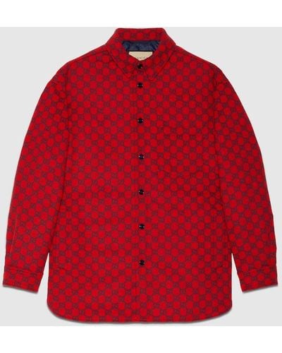 Gucci GG Wool Flannel Padded Overshirt - Red