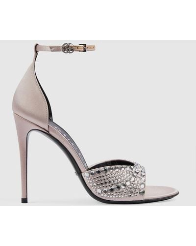 Gucci High Heel Sandals With Crystals - White