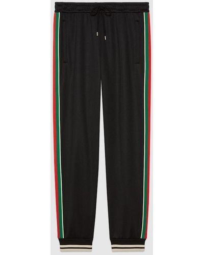 Gucci Striped-panel Tapered Woven-blend jogging Bottom - Black