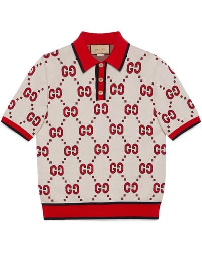 Gucci GG Cotton Polo T-shirt - Red
