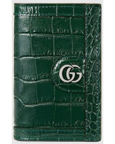 Gucci Crocodile Card Case With Double G - Green