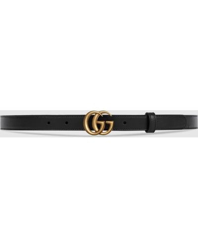 Gucci 〔 リ・エディション 〕ワイド レザー ベルト, ブラック, Leather