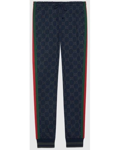 Gucci GG Jersey Cotton Track Bottoms - Blue