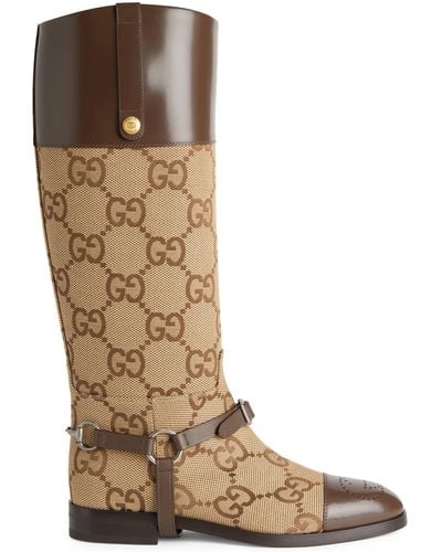 Gucci Knee-high Boot With Harness - Natural