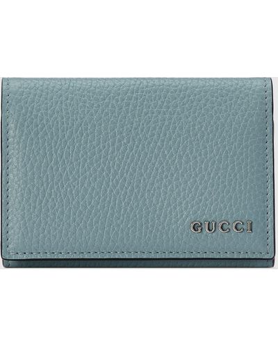 Gucci 日本限定 ロゴ カードケース ウォレット (名刺入れ), ブルー, Leather