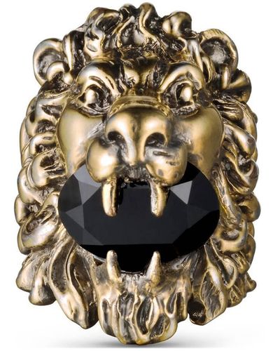 Gucci Lion Head Ring With Swarovski - Black