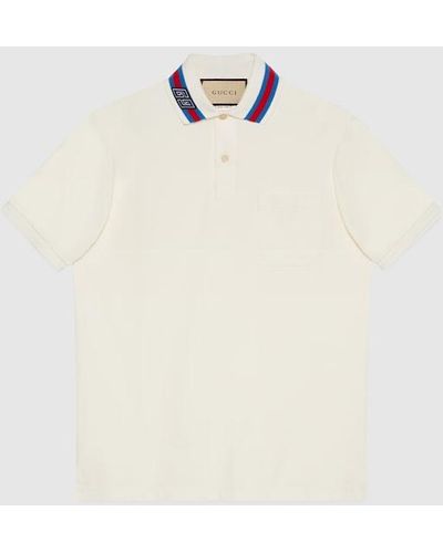 Gucci Cotton Piquet Polo With Square GG - White