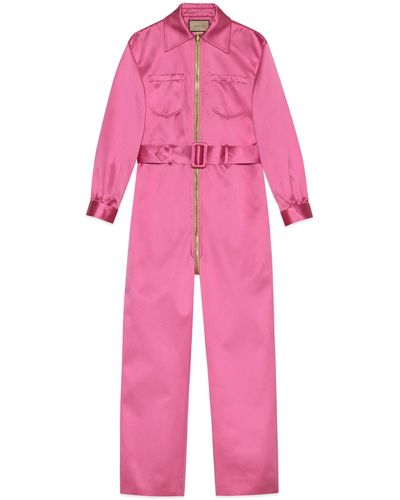 Gucci Silk Duchesse Jumpsuit - Pink