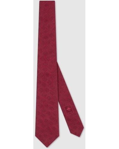 Gucci Horsebit Silk Jacquard Tie - Red