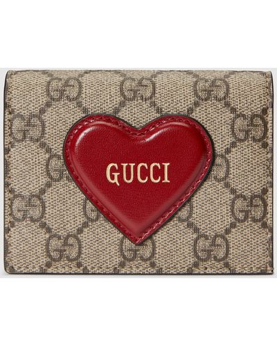 Gucci ハート モチーフ付き カードケース ウォレット, ベージュ, GGキャンバス - マルチカラー