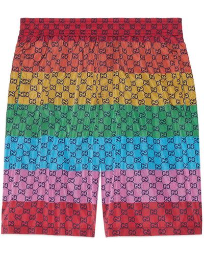 Gucci GG Multicolor Swim Shorts - Red