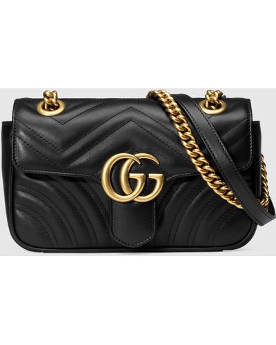 Gucci GG Marmont Mini Matelasse Leather Shoulder Bag - Black