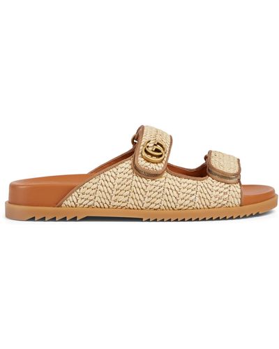 Gucci Sandal With Double G - Natural