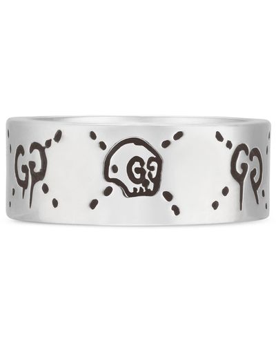 Gucci Ghost Skull Ring In Silver - White