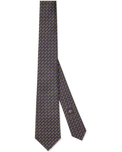 Gucci Horsebit Silk Jacquard Tie - Grey