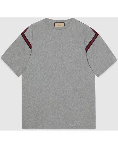 Gucci Cotton Jersey T-shirt With Web - Gray