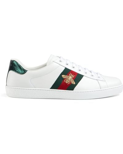 Gucci Ace Embroidered Bee Leather Trainer - White