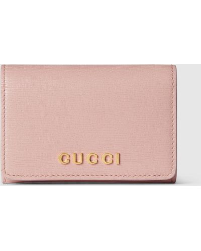 Gucci スクリプト カードケース, ピンク, Leather