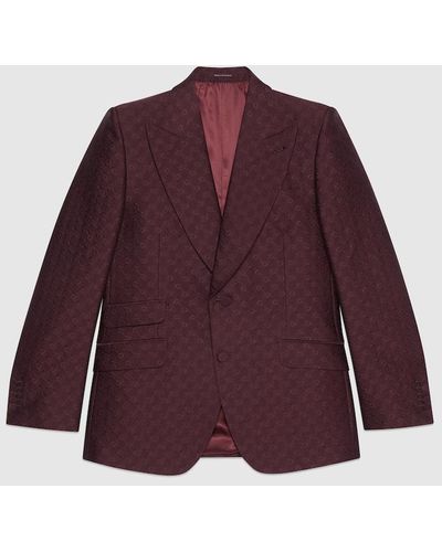 Gucci Horsebit Wool Silk Jacquard Jacket - Purple