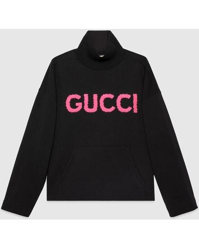 Gucci Cotton Jersey Turtleneck Sweatshirt - Black