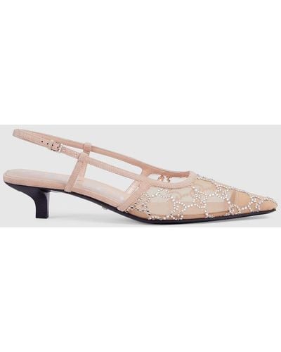 Gucci GG Mesh & Suede Slingback Pump - Pink