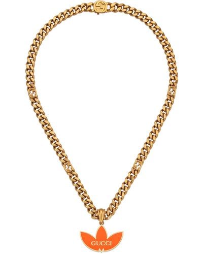 Gucci Adidas X Gourmette Necklace With Trefoil Pendant - Brown