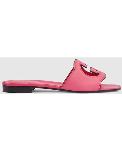 Gucci Interlocking G Cut-out Slide Sandal - Pink