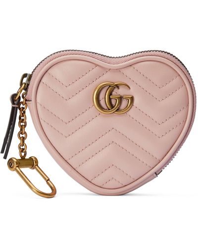 Gucci GG Marmont Heart-shaped Coin Purse - Pink