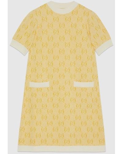 Gucci GG Wool Jacquard Dress - Yellow