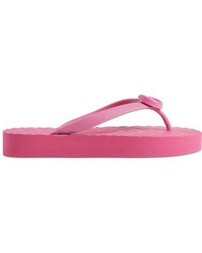 Gucci Chevron Thong Sandal - Pink