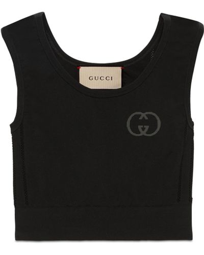 Gucci Jersey Cropped Top - Black